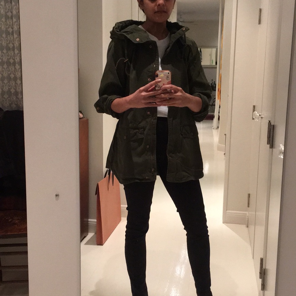 H&M olive green military jacket